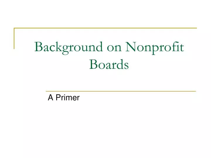 background on nonprofit boards