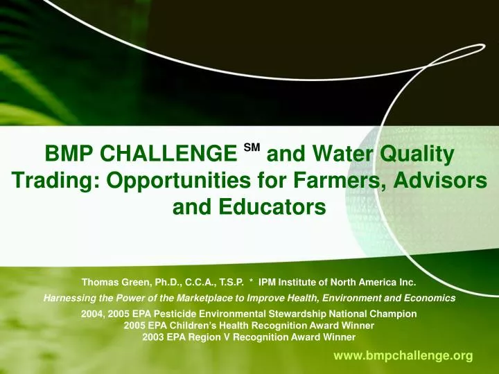 bmp challenge sm and water quality trading opportunities for farmers advisors and educators