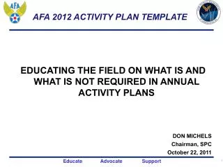 AFA 2012 ACTIVITY PLAN TEMPLATE