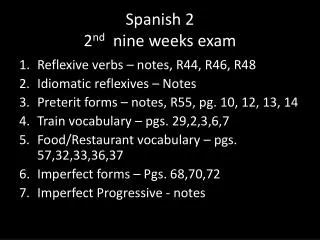 Spanish 2 2 nd nine weeks exam