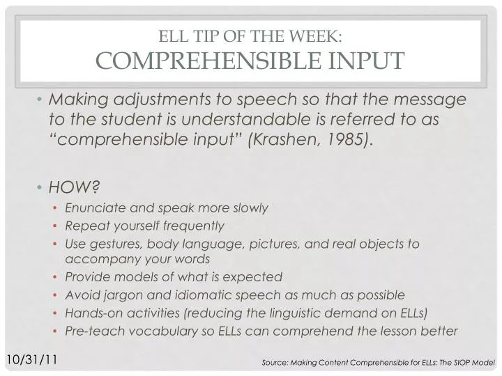 ell tip of the week comprehensible input