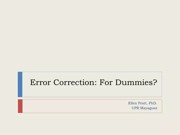 error correction for dummies