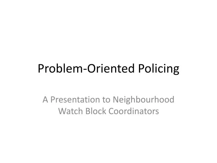 problem oriented policing
