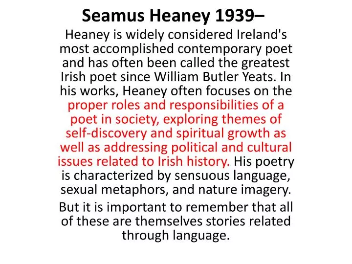 seamus heaney 1939