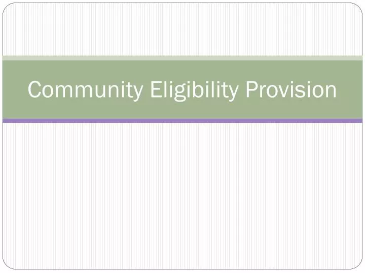 community eligibility provision