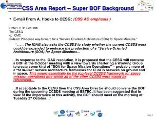 CSS Area Report -- Super BOF Background