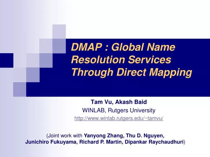 dmap global name resolution services through direct mapping