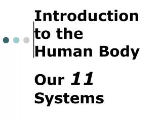 Introduction to the Human Body Our 11 Systems