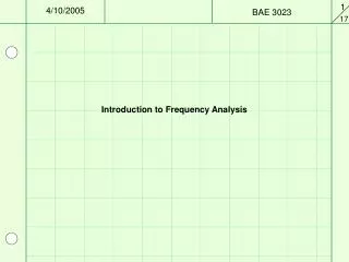 Introduction to Frequency Analysis