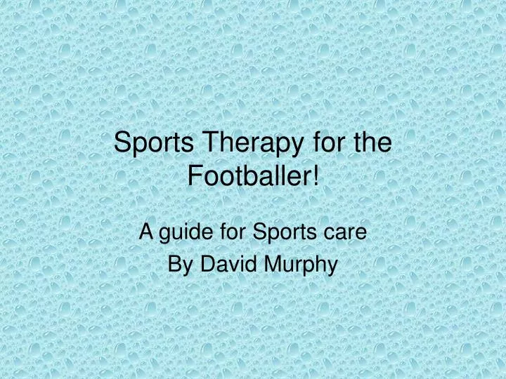 sports therapy for the footballer