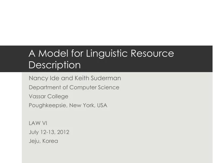 a model for linguistic resource description