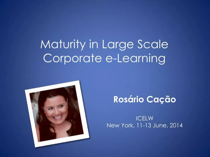 maturity in large scale corporate e learning