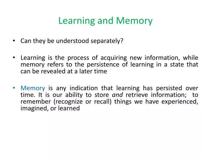 learning and memory