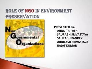 ROLE OF NGO IN ENVIRONMENT preservation