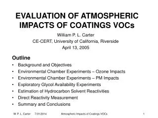 EVALUATION OF ATMOSPHERIC IMPACTS OF COATINGS VOCs
