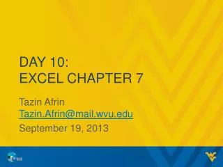 Day 10: Excel Chapter 7