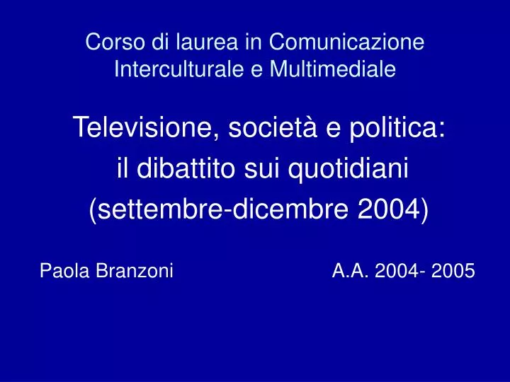 corso di laurea in comunicazione interculturale e multimediale