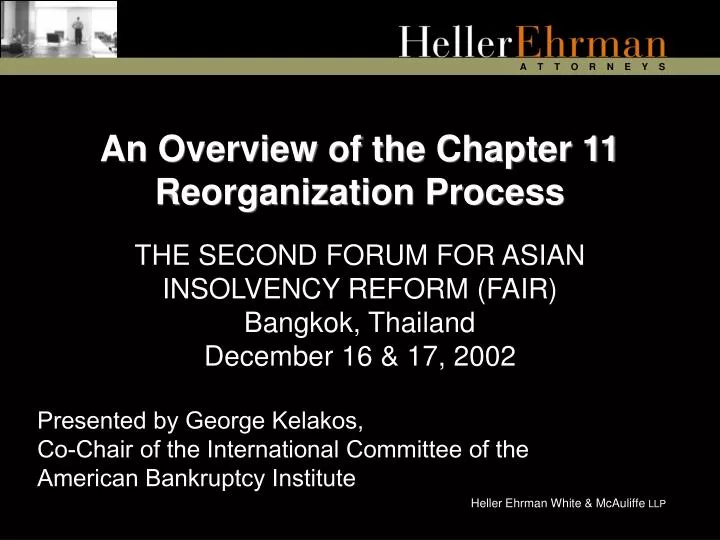 an overview of the chapter 11 reorganization process