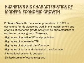 Kuznets's six characteristics of modern economic growth