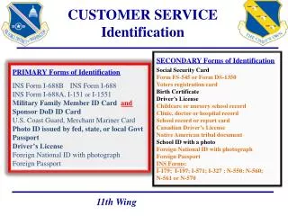 CUSTOMER SERVICE Identification