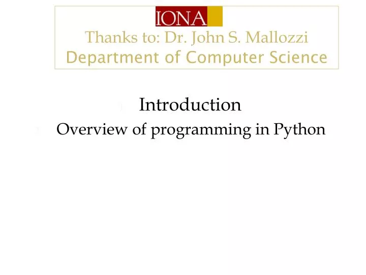 introduction overview of programming in python
