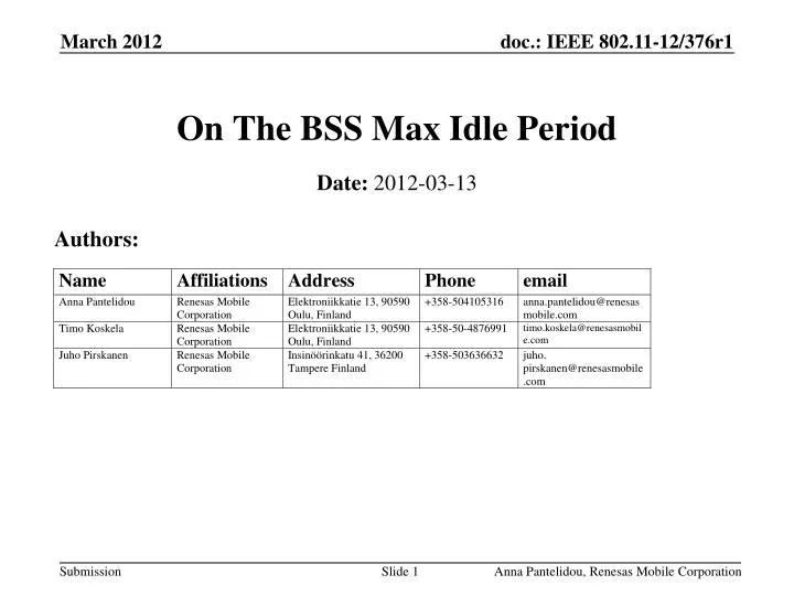 on the bss max idle period