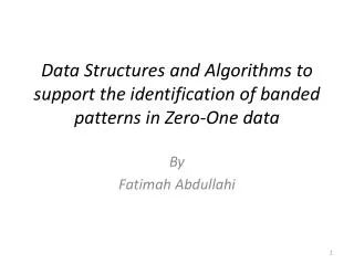 data structures and algorithms to support the identification of banded patterns in zero one data