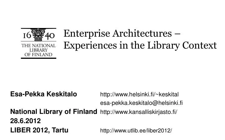 enterprise architectures experiences in the library context