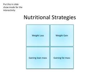 Nutritional Strategies