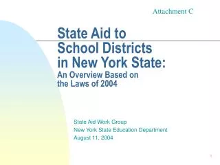 State Aid to School Districts in New York State: An Overview Based on the Laws of 2004
