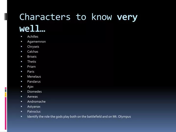 characters to know very well