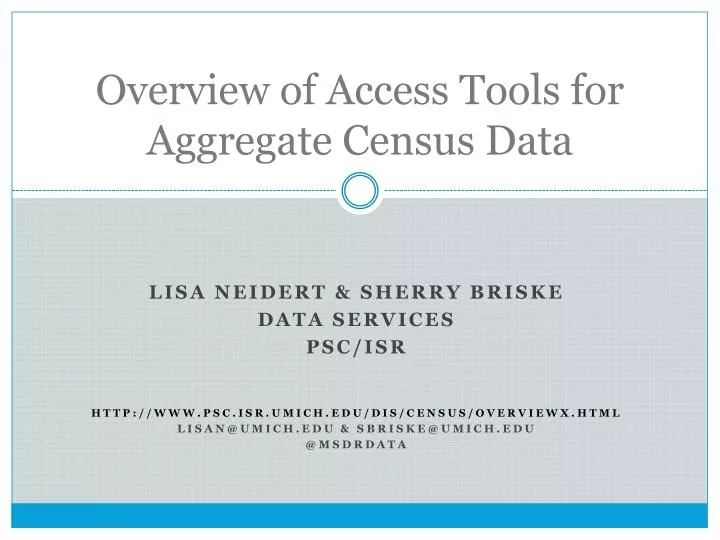overview of access tools for aggregate census data