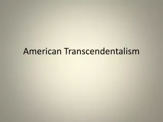 American Transcendentalism