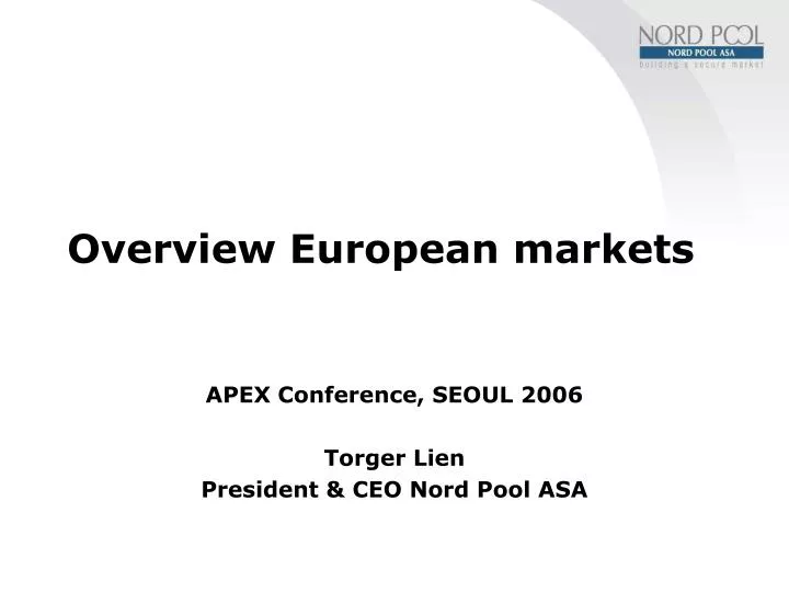 overview european markets