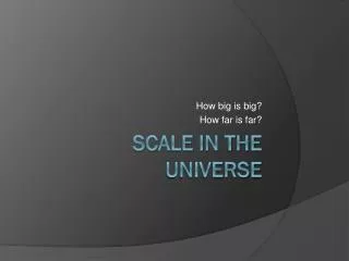 Scale In the Universe