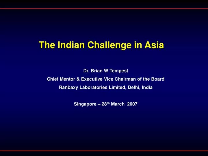 the indian challenge in asia