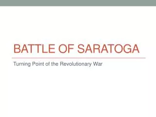 battle of saratoga