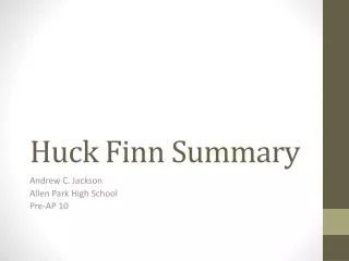 Huck Finn Summary