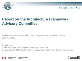 Report on the Architecture Framework Advisory Committee