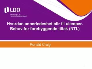 hvordan annerledeshet blir til ulemper behov for forebyggende tiltak ntl