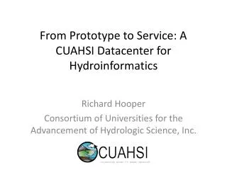 From Prototype to Service: A CUAHSI Datacenter for Hydroinformatics