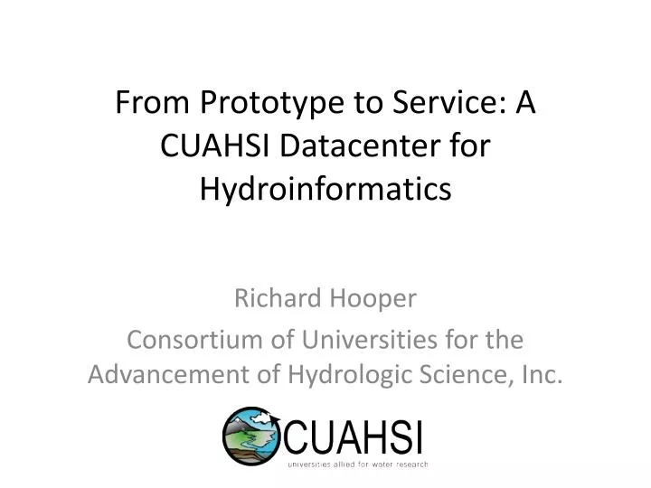 from prototype to service a cuahsi datacenter for hydroinformatics