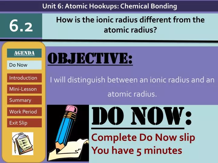 objective i will distinguish between an ionic radius and an atomic radius