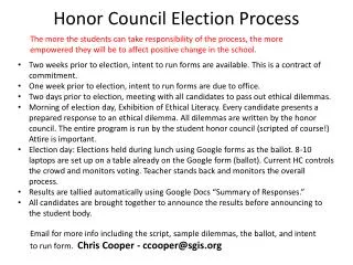 Honor Council Election Process
