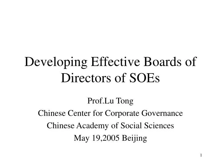developing effective boards of directors of soes