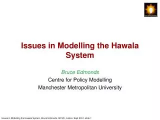 Issues in Modelling the Hawala System