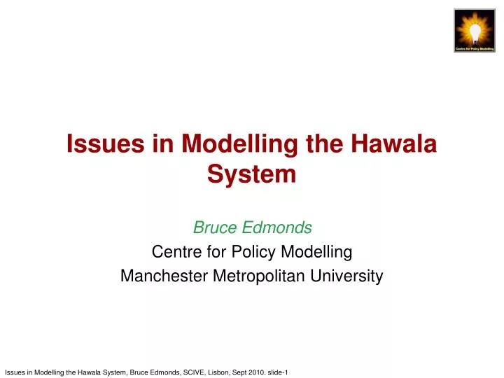 issues in modelling the hawala system