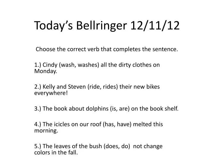 today s bellringer 12 11 12