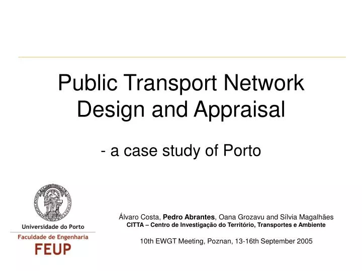 public transport network design and appraisal