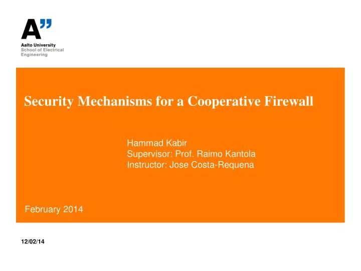 security mechanisms for a cooperative firewall